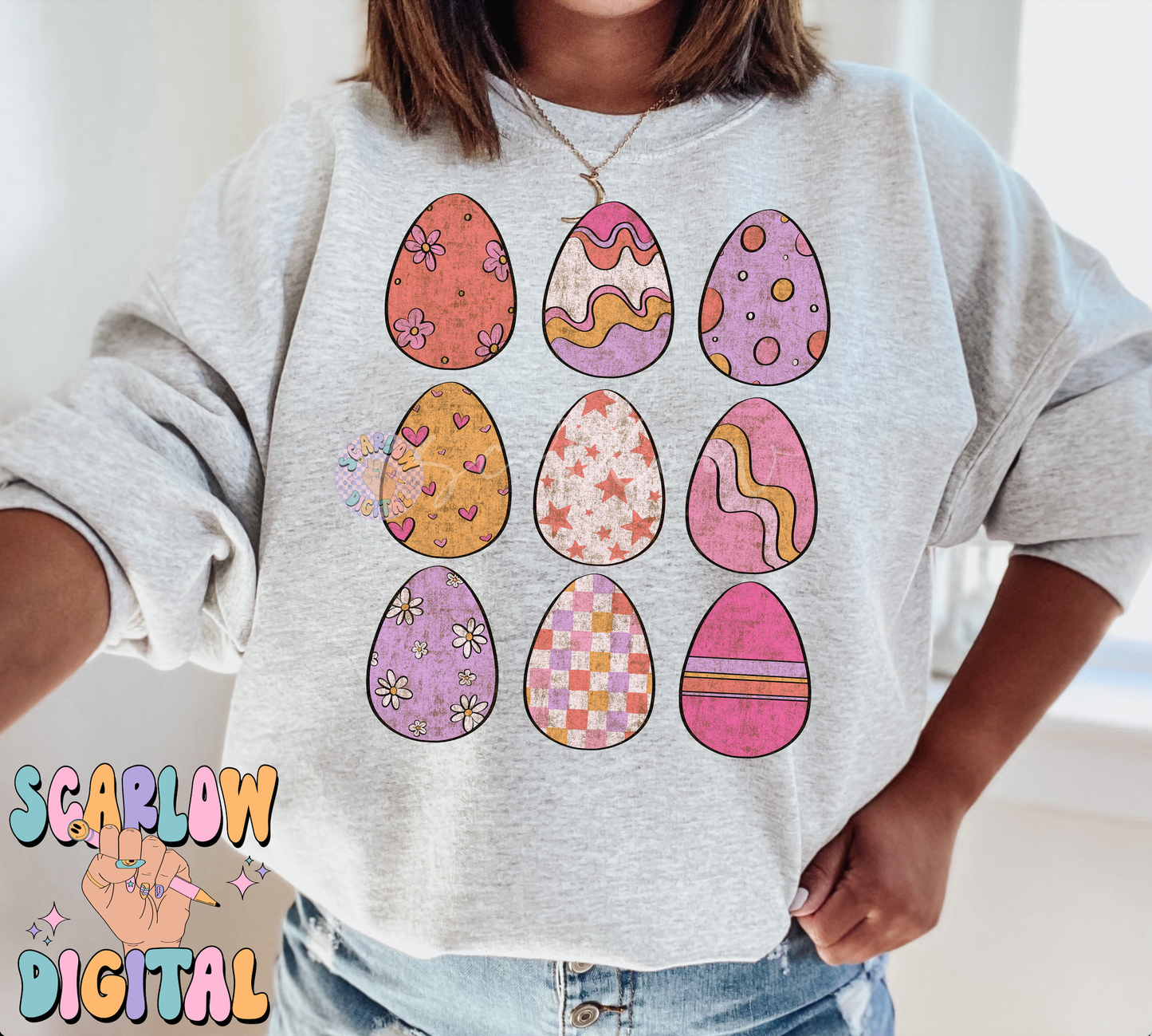 Preppy Easter Eggs PNG Sublimation Digital Design Download, girly easter png, dyed easter eggs png, spring png, girly easter designs png