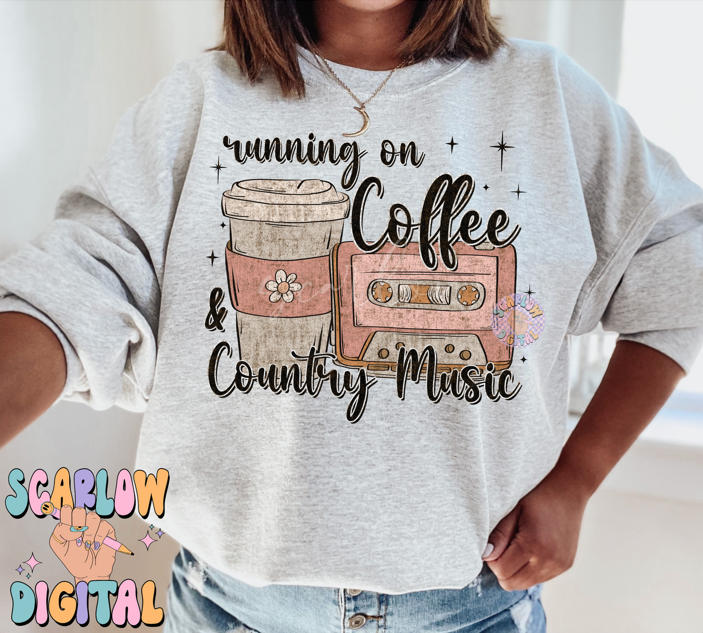 Running on Coffee and Country Music PNG