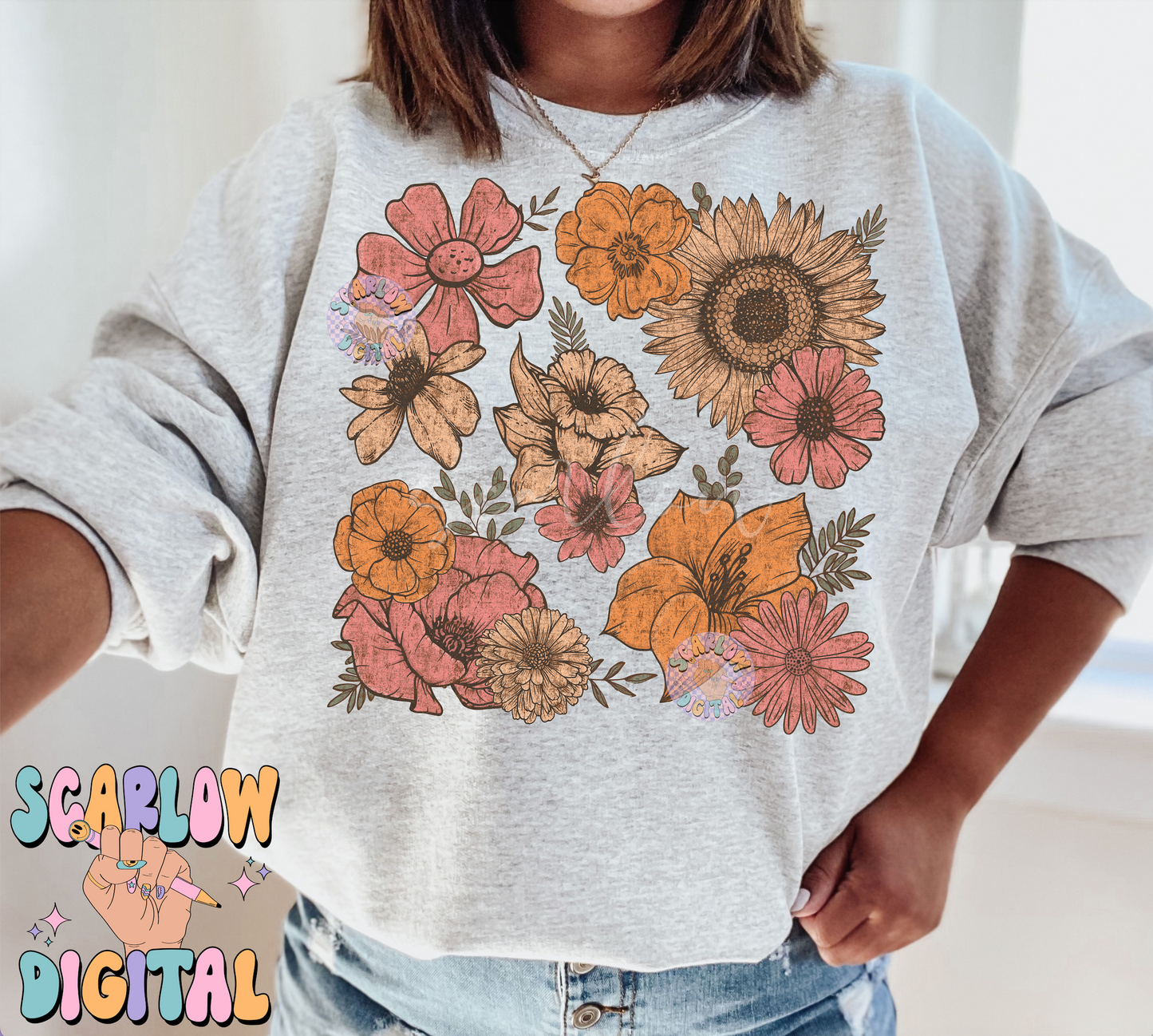Spring Flowers PNG Sublimation Digital Design Download-floral png, vintage png, pretty png, coquette png, no words png, summer girl png