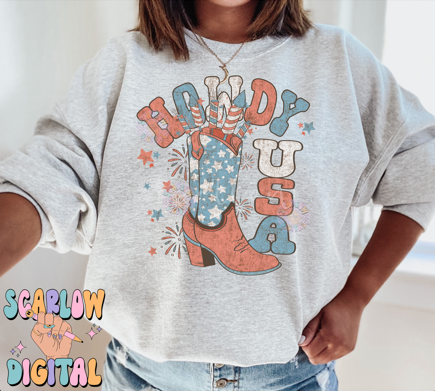 Howdy USA PNG-Fourth of July Sublimation Digital Design Download-patriotic png, stars & stripes png, fireworks png, western png, america png
