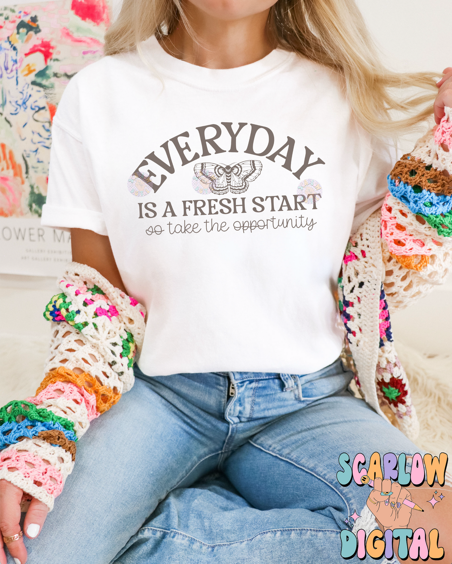 Everyday Is a Fresh Start PNG-Butterfly Sublimation Digital Design Download-minimalist png, simple png, positive vibe png, inspirational png