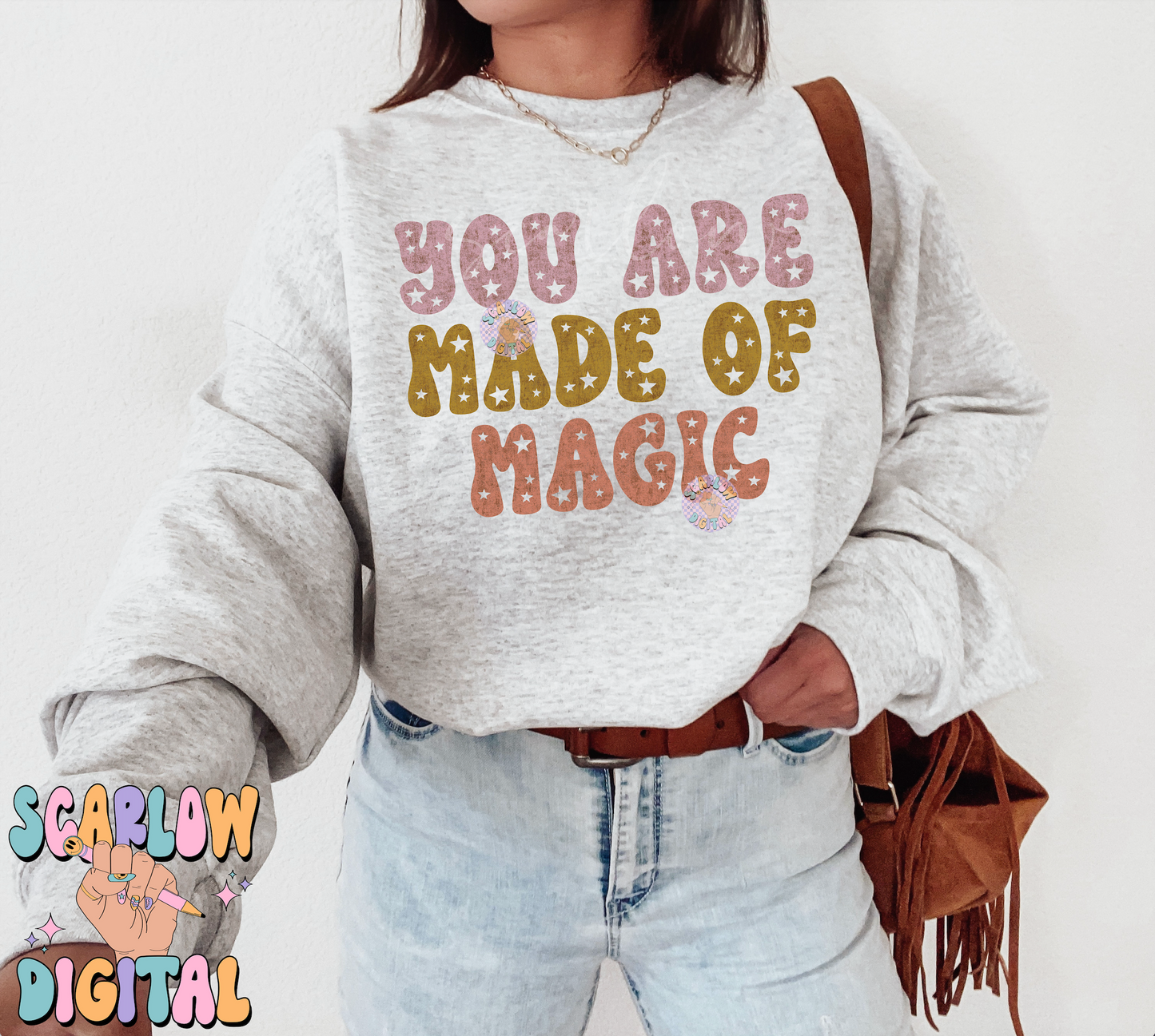 You Are Made of Magic PNG Sublimation Digital Design Download, stars png, girly png, simple png, little girl png, boho png, png for girls