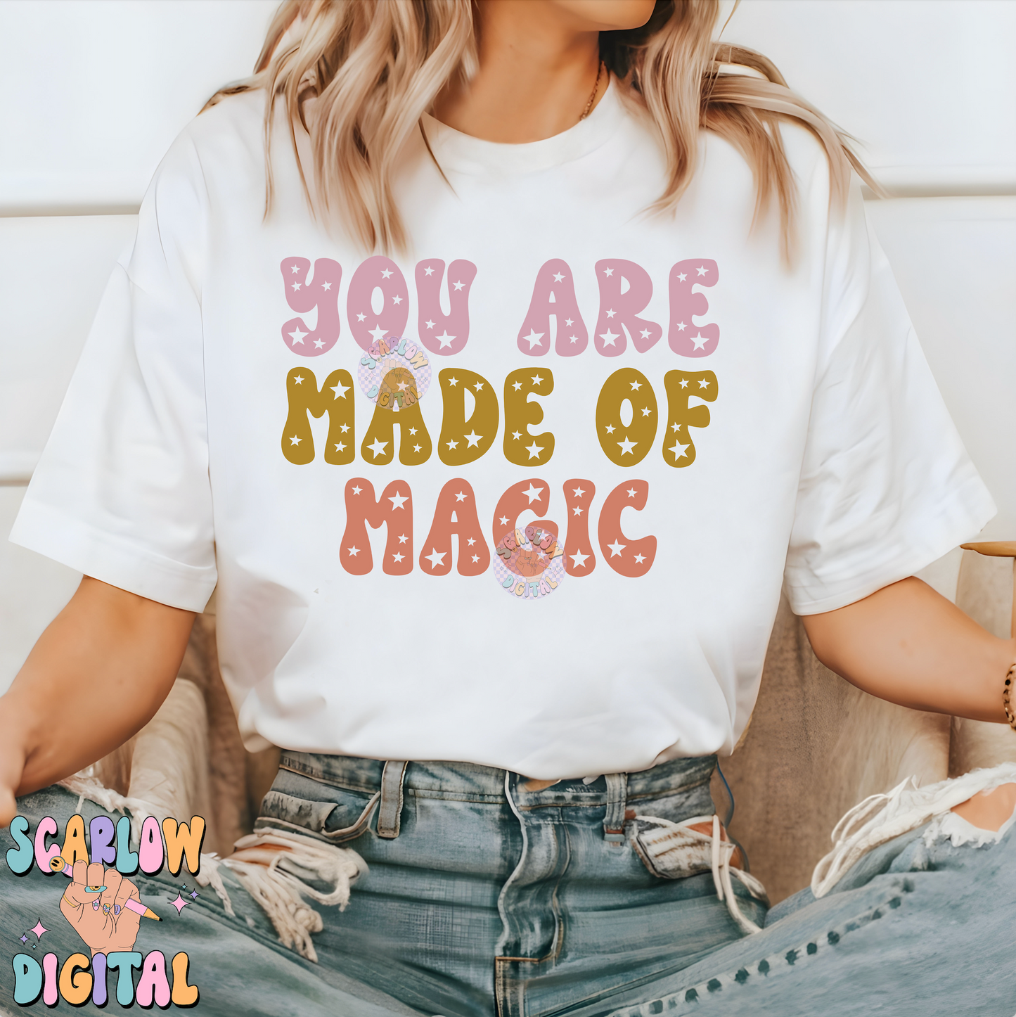 You Are Made of Magic PNG Sublimation Digital Design Download, stars png, girly png, simple png, little girl png, boho png, png for girls