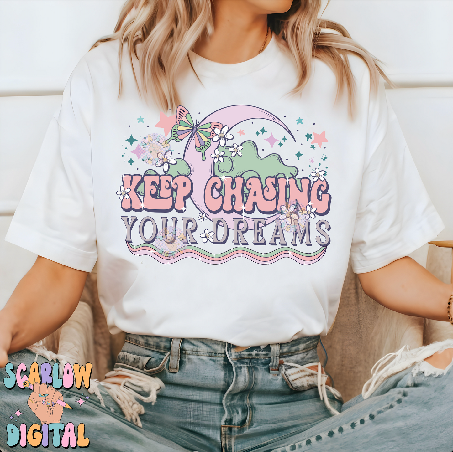 Keep Chasing Your Dreams PNG-Celestial Sublimation Digital Design Download-stars png, dreamy png, moon and stars png, trendy png designs