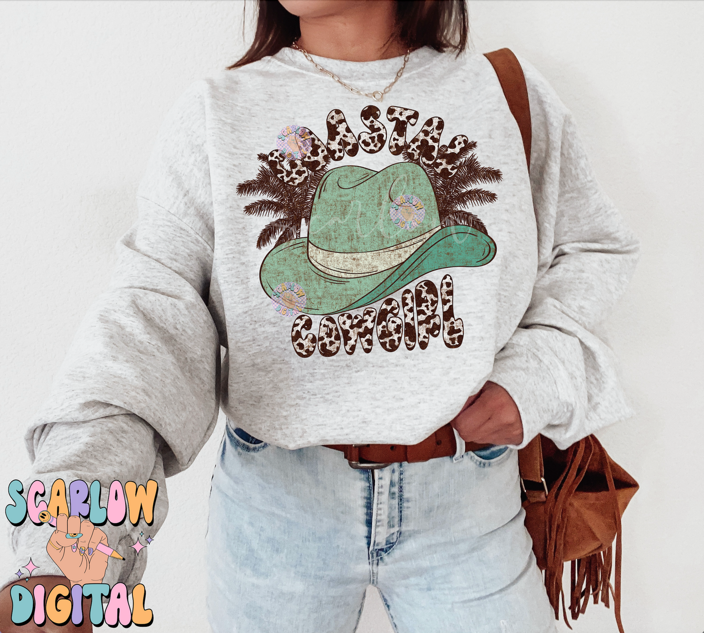 Coastal Cowgirl PNG Digital Design Download, cowgirl hat png, palm trees png, summer tshirt png, beachy png prints, trendy digital prints