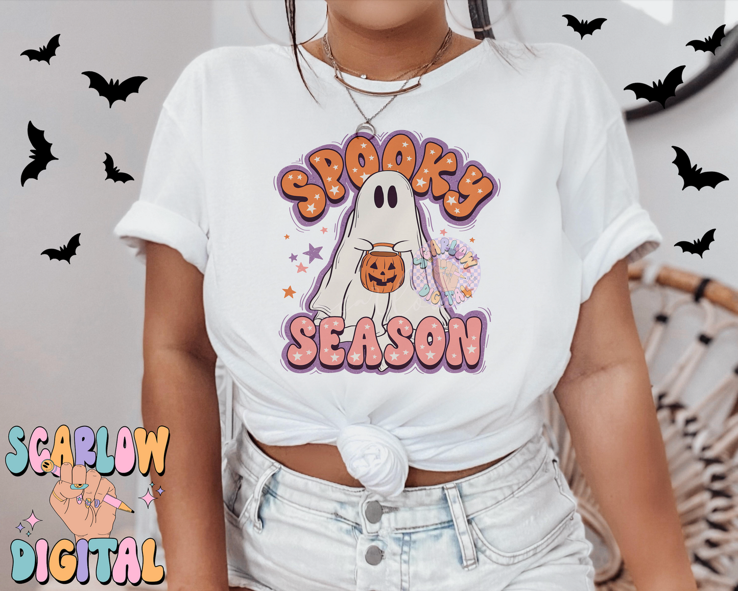 Spooky Season PNG Digital Design Download, cute ghost png, pumpkin png, fall png, halloween png, kids halloween png, trendy halloween png