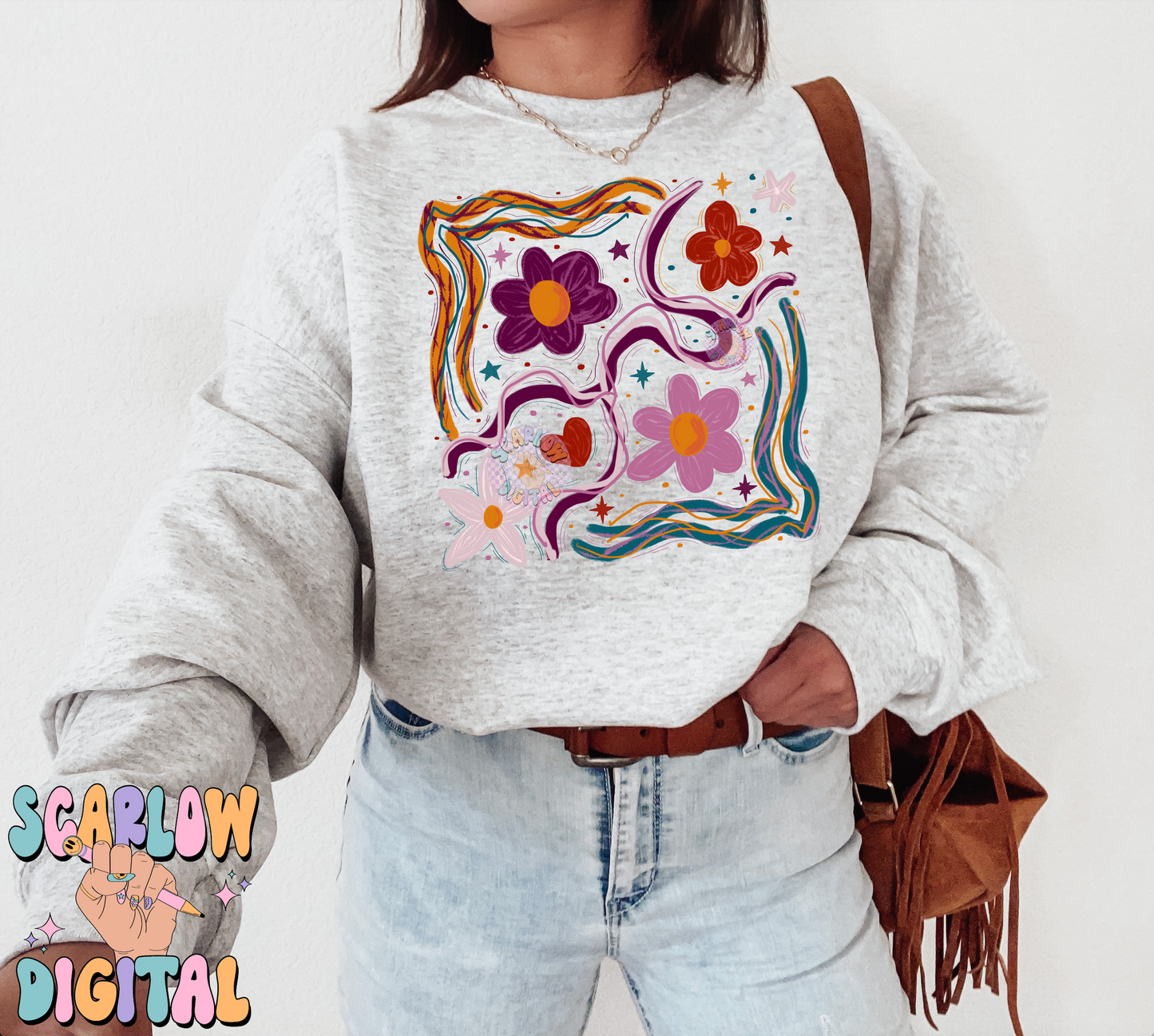 Boho Flowers PNG Digital Design