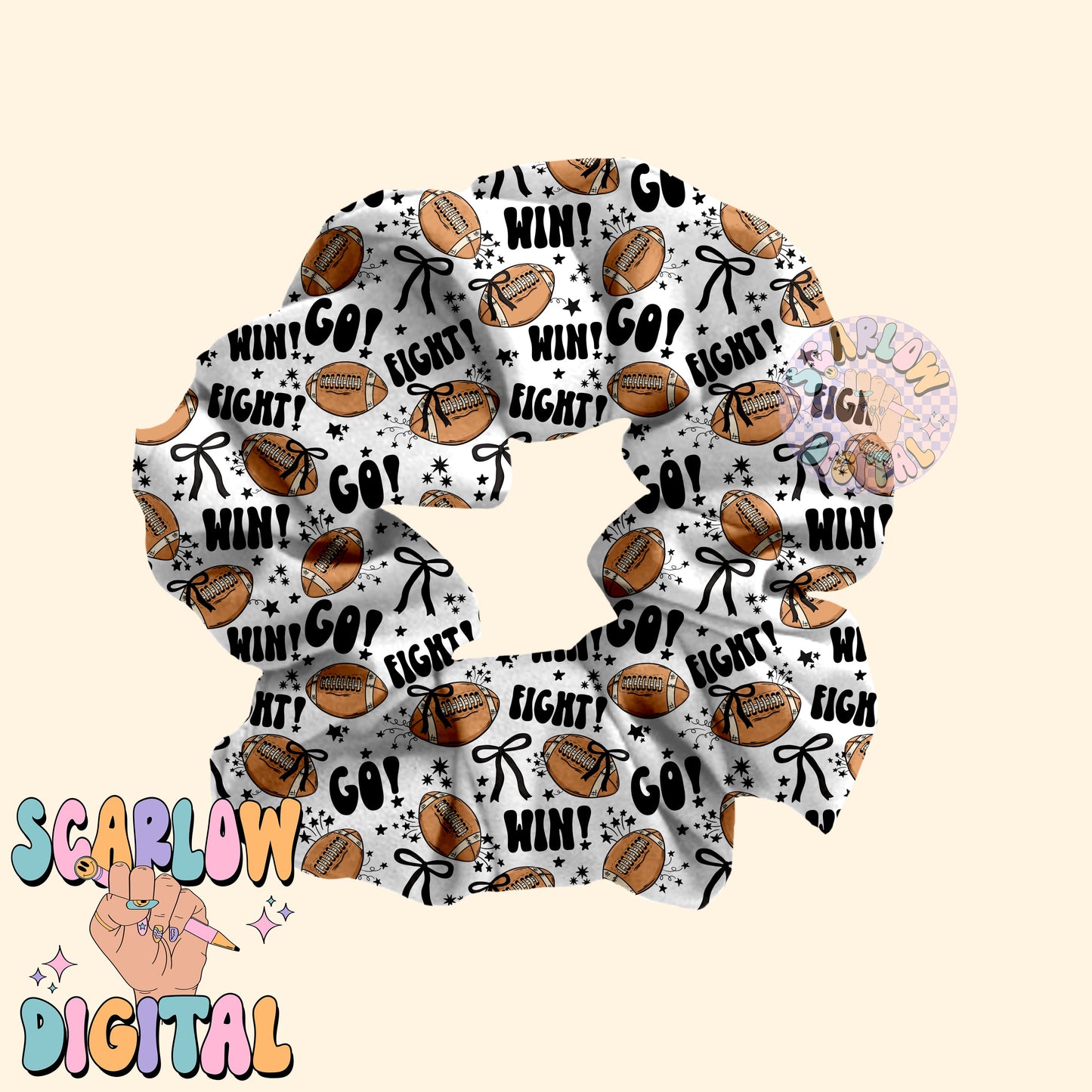 Footballs and Bows Seamless Pattern Digital Design