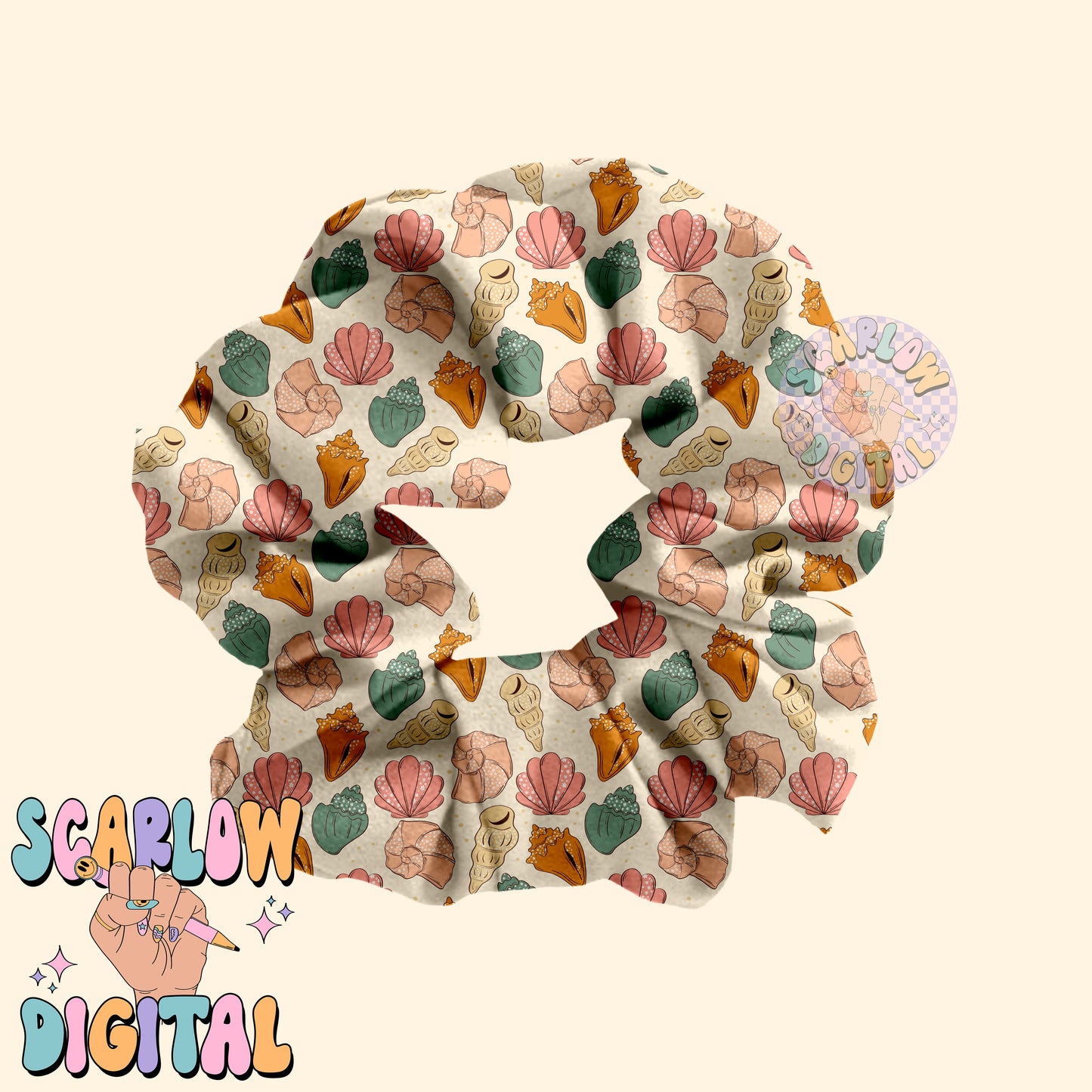 Floral Sea Shells Seamless Pattern Digital Design