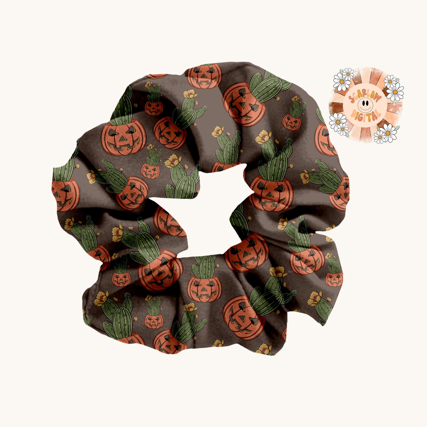 Cactus Pumpkin Seamless Pattern-Fall Sublimation Digital Design Download-halloween seamless file, western seamless pattern, fall seamless