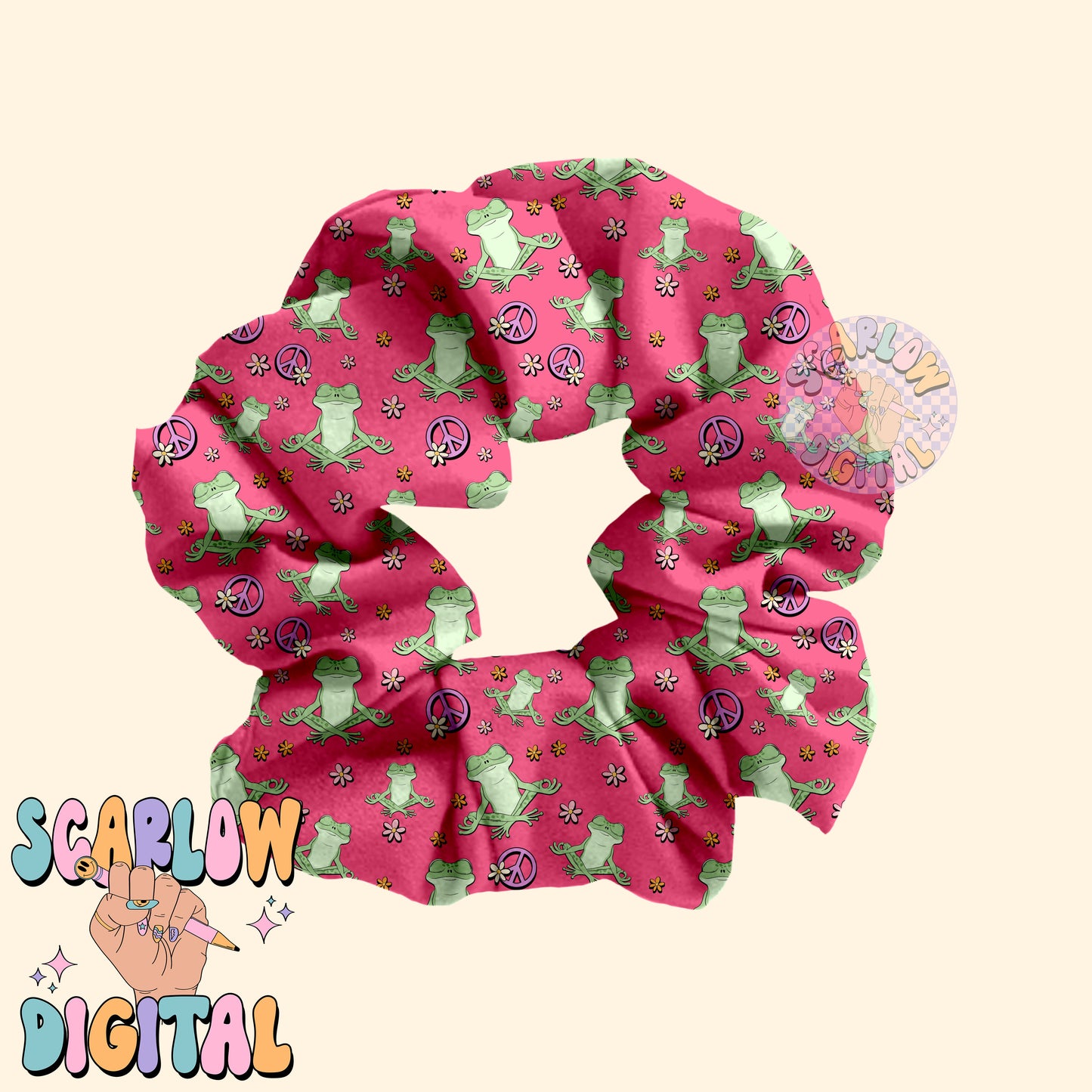 Groovy Frog Seamless Pattern Digital Design