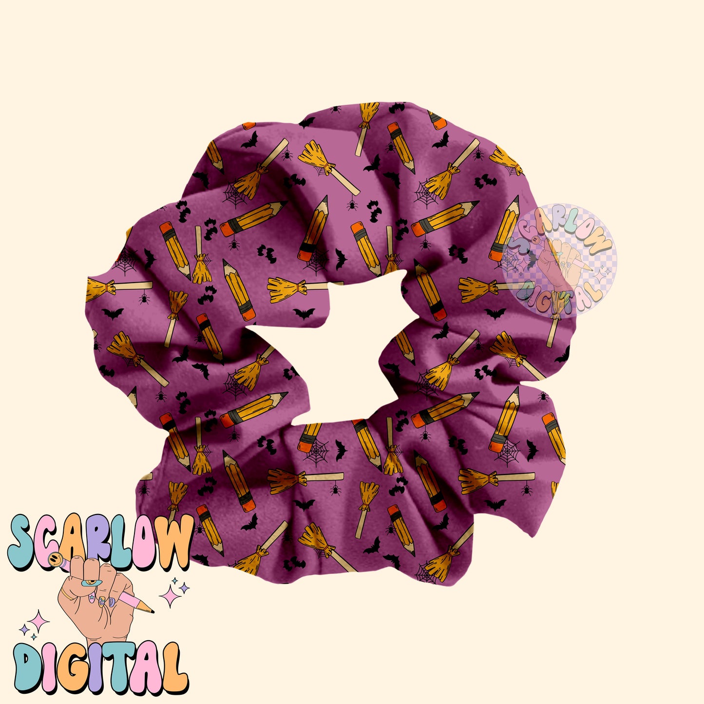 Pencils and Brooms Seamless Pattern Digital Design