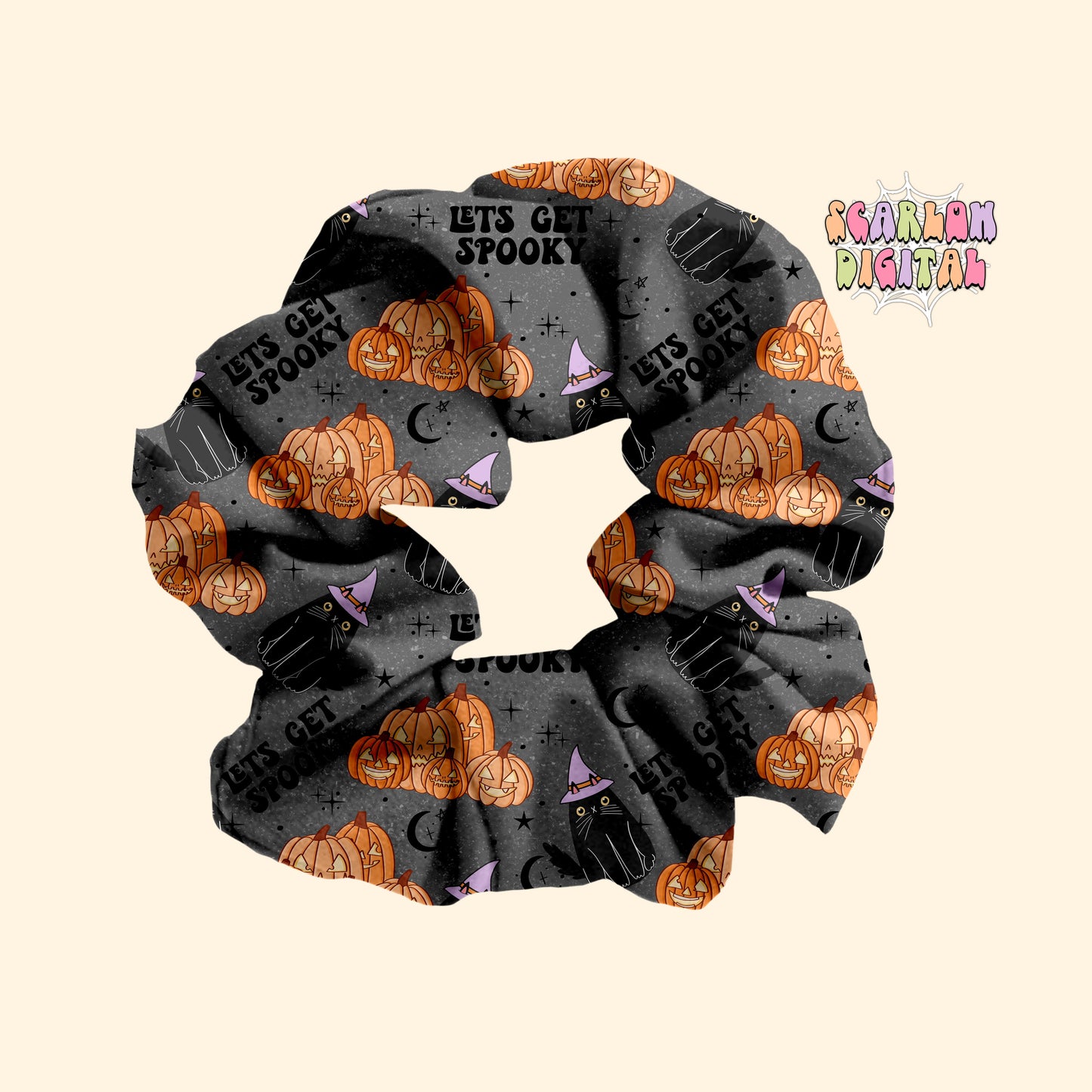 Let's Get Spooky Seamless Pattern-Halloween Sublimation Digital Design Download-spooky surface pattern, black cat seamless file, pumpkins