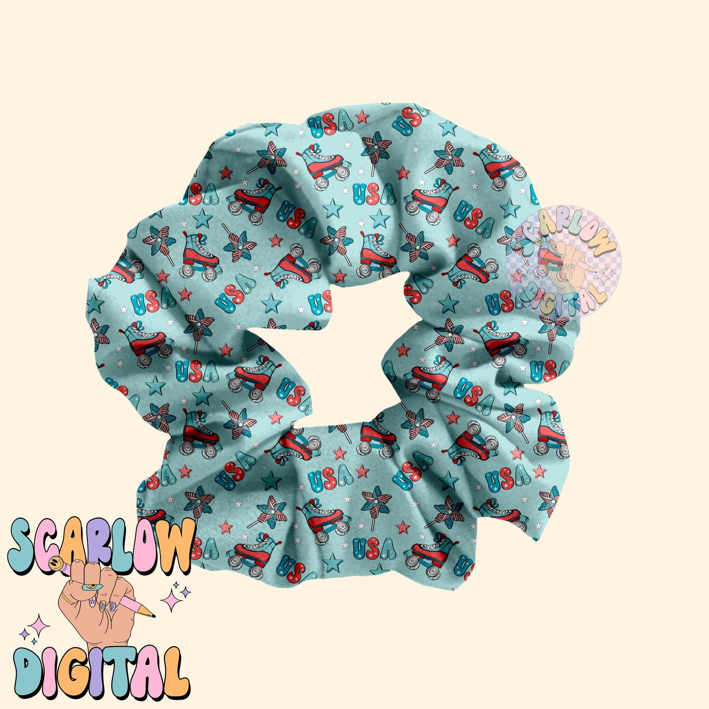 Patriotic Rollerskates Seamless Pattern