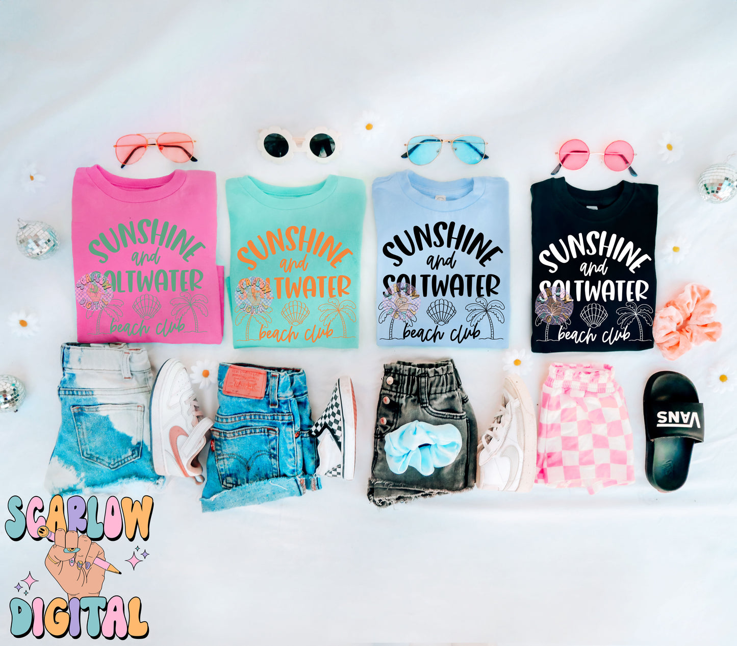 Sunshine and Saltwater Beach Club PNG Digital Design