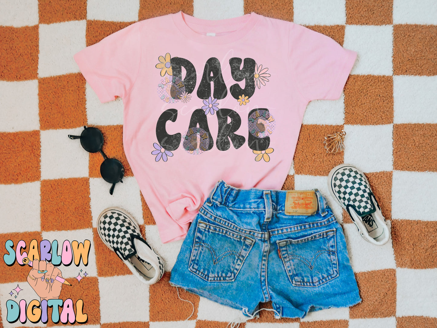 Daycare PNG Digital Design Download, back to school png, little girl png, flowers png, floral png, trendy school designs, girl tshirt png