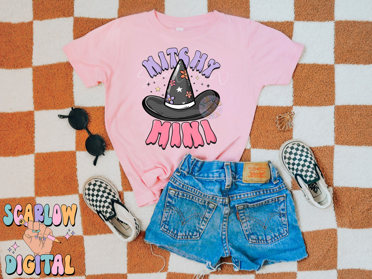 Witchy Mini PNG Digital Design Download, Halloween png, kids halloween designs, witch hat png, preppy halloween png, mama mini png designs
