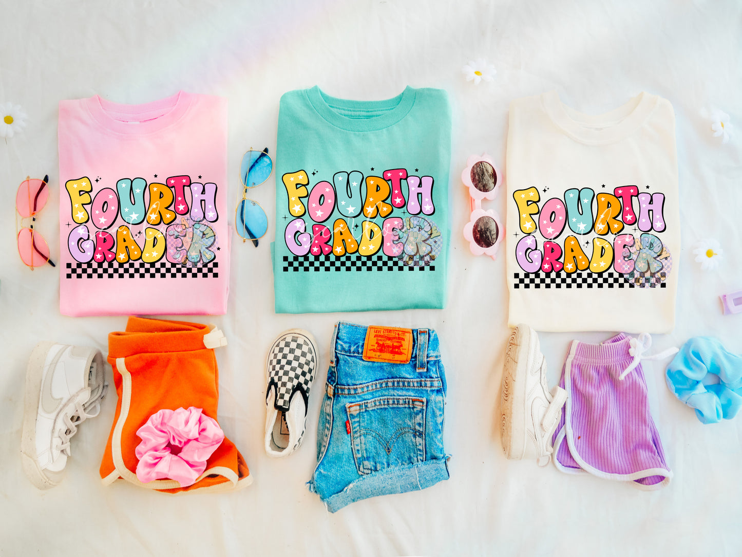 Fourth Grader PNG Digital Design Download, back to school png, school designs, retro back to school png, colorful kids tshirt designs