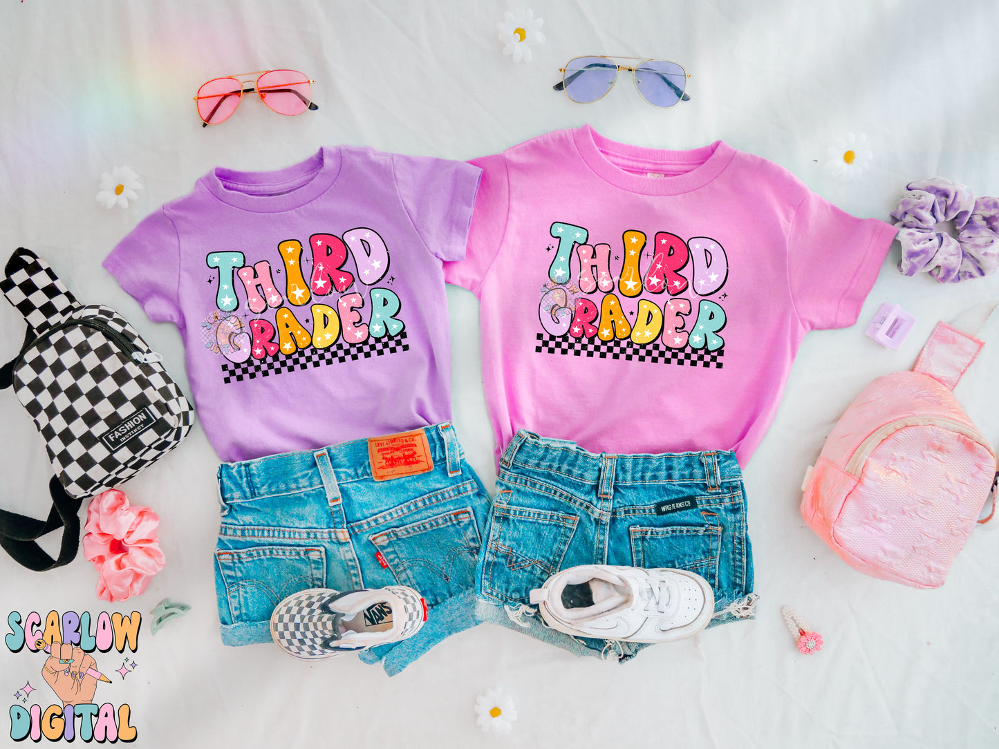 Third Grader PNG Digital Design Download, back to school png, school designs, retro back to school png, colorful kids tshirt designs