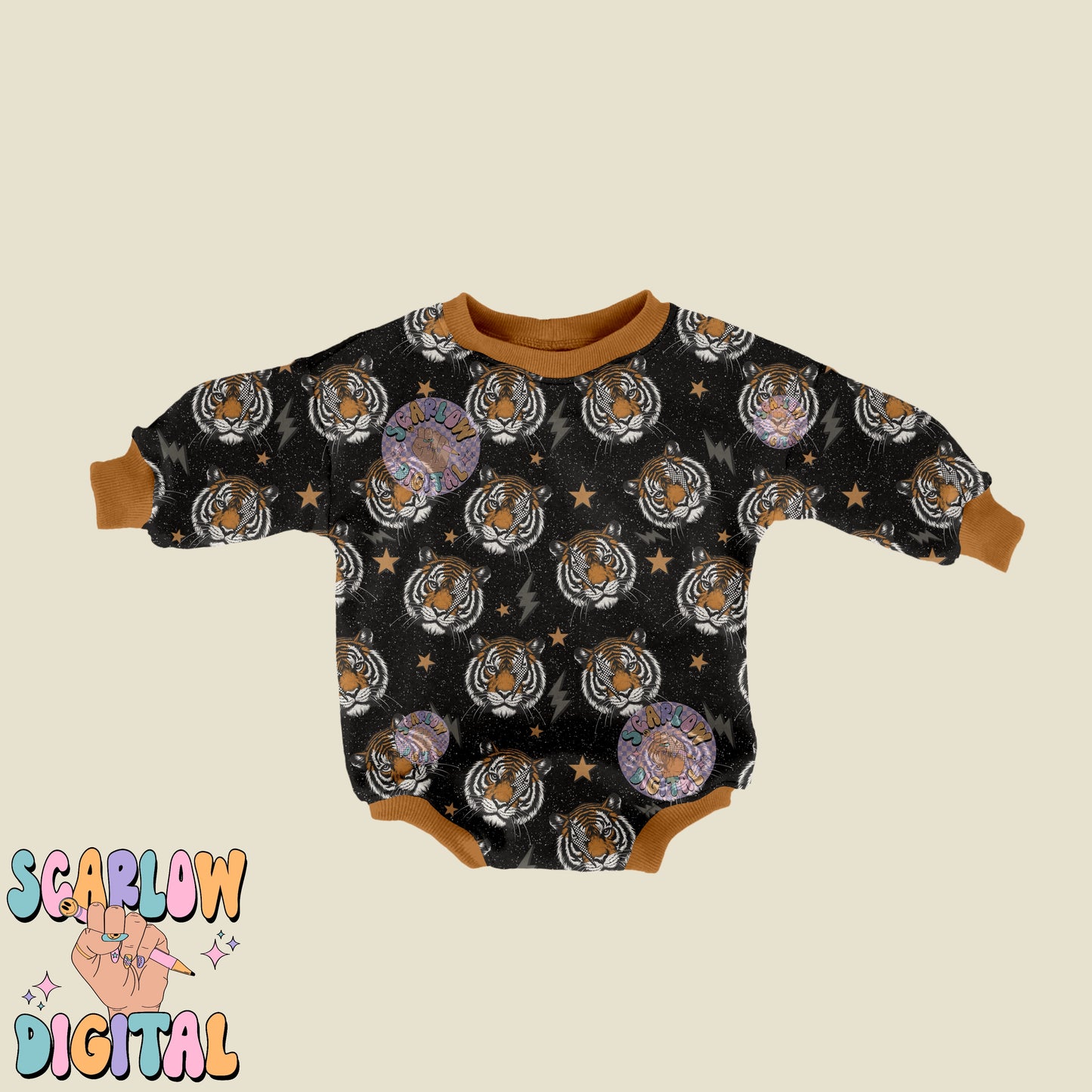 Retro Tiger Seamless Pattern Digital Design Download