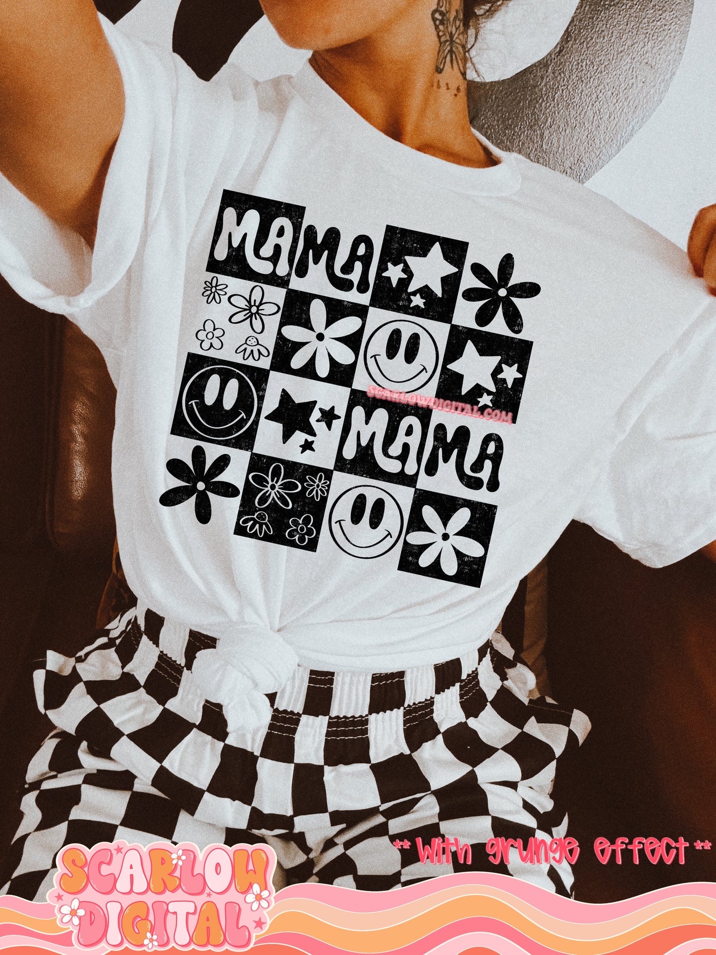 Checkered Mama PNG Digital Design
