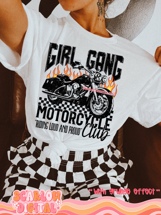 Girl Gang Motorcycle Club PNG Digital Design