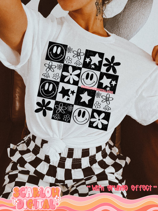 Retro Checkers PNG Digital Design