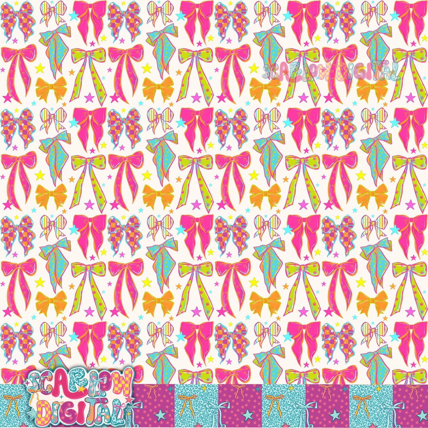 Retro Bows Seamless Pattern Digital Design