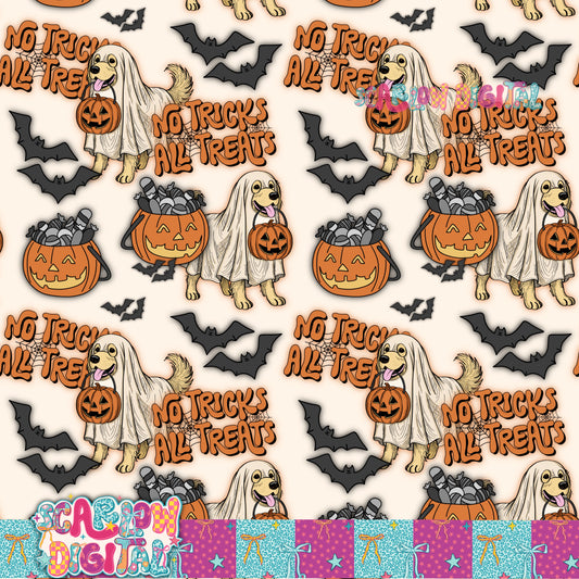No Tricks All Treats Seamless Pattern Digital Design