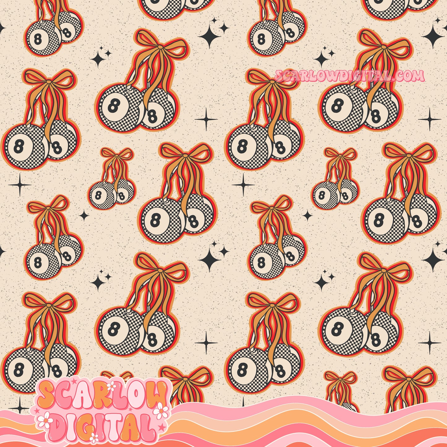 8 Balls Seamless Pattern Digital Design