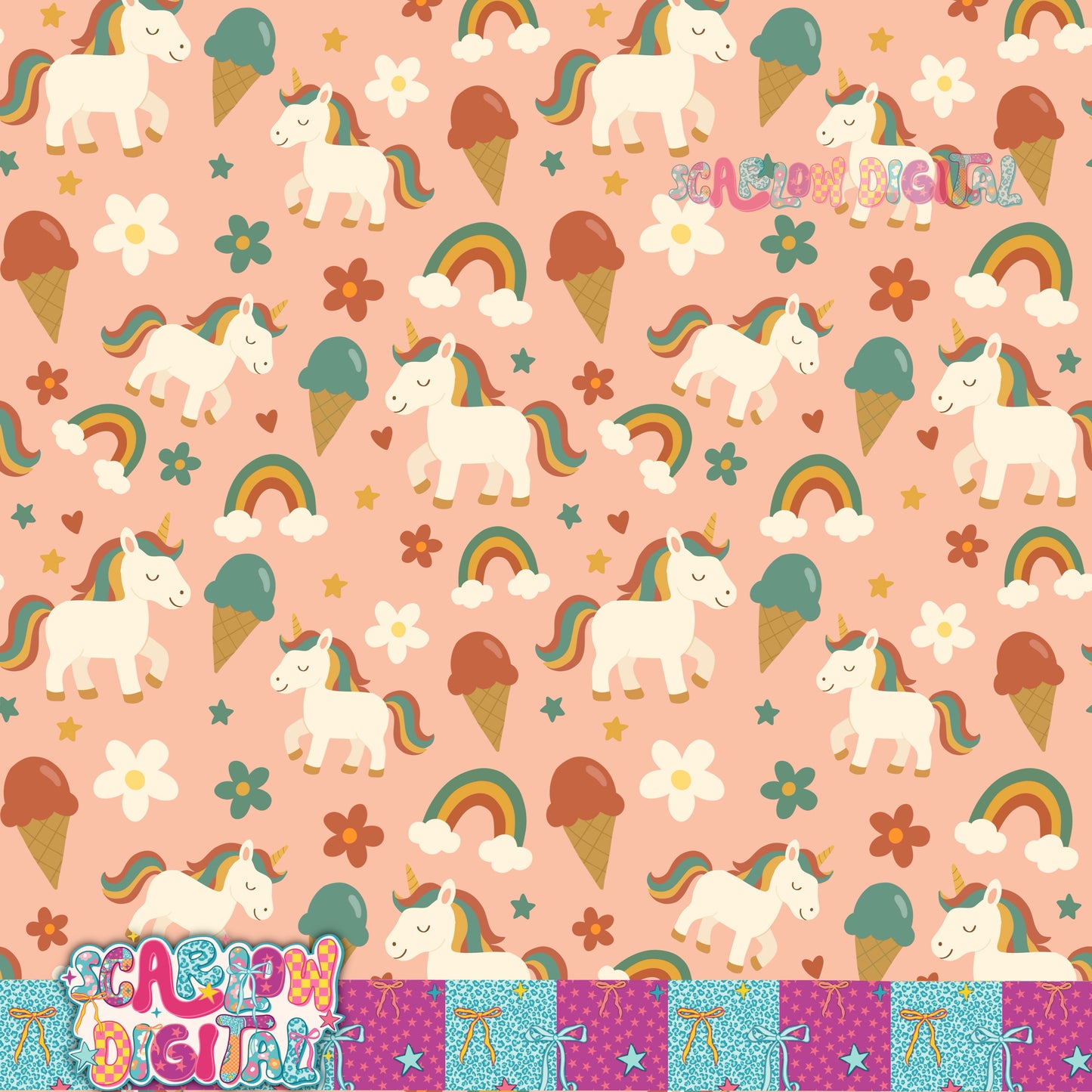Unicorns Seamless Pattern Digital Design