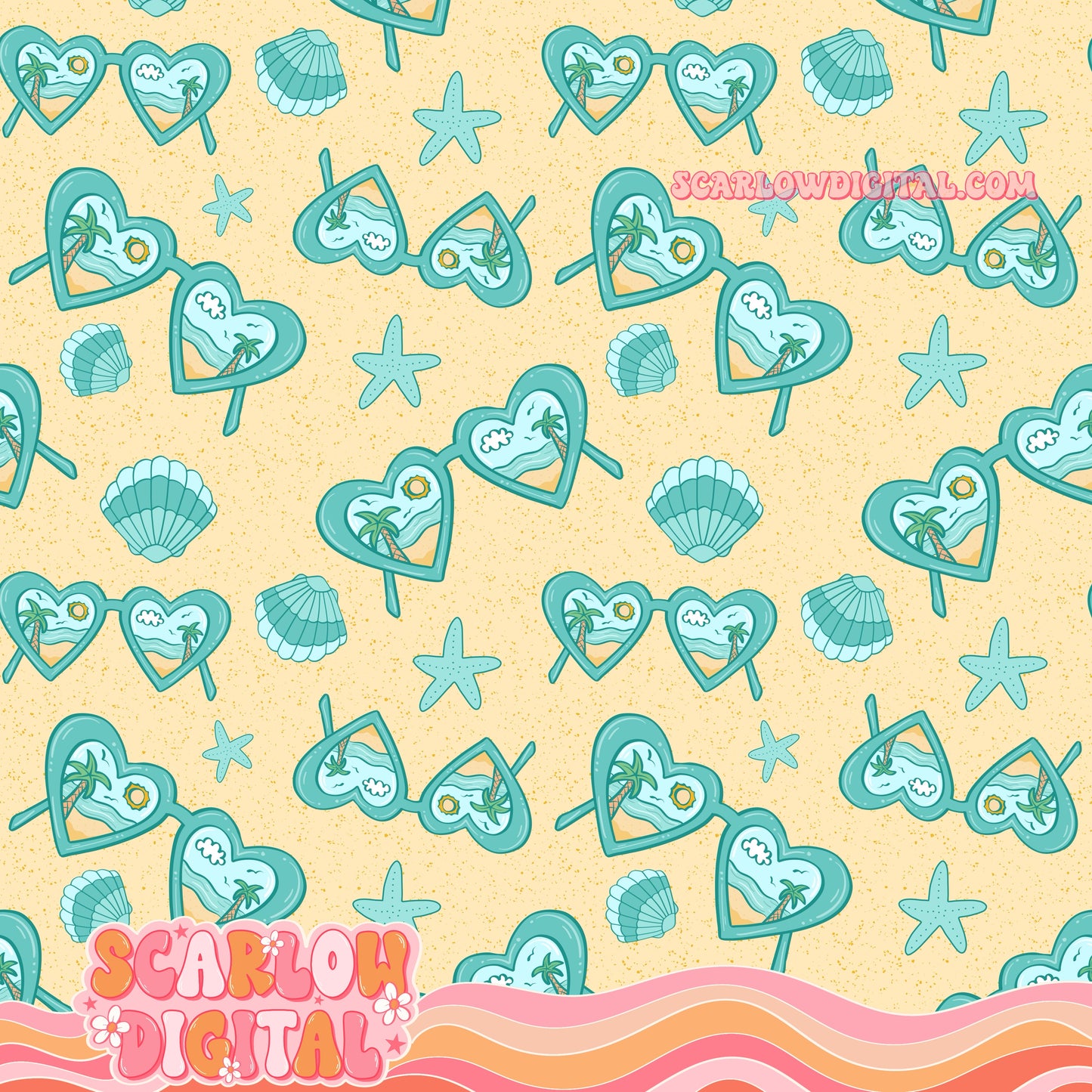 Sunglasses on Beach Seamless Pattern Digital Design
