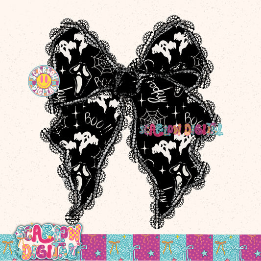 Laced Spooky Bow PNG Digital Design