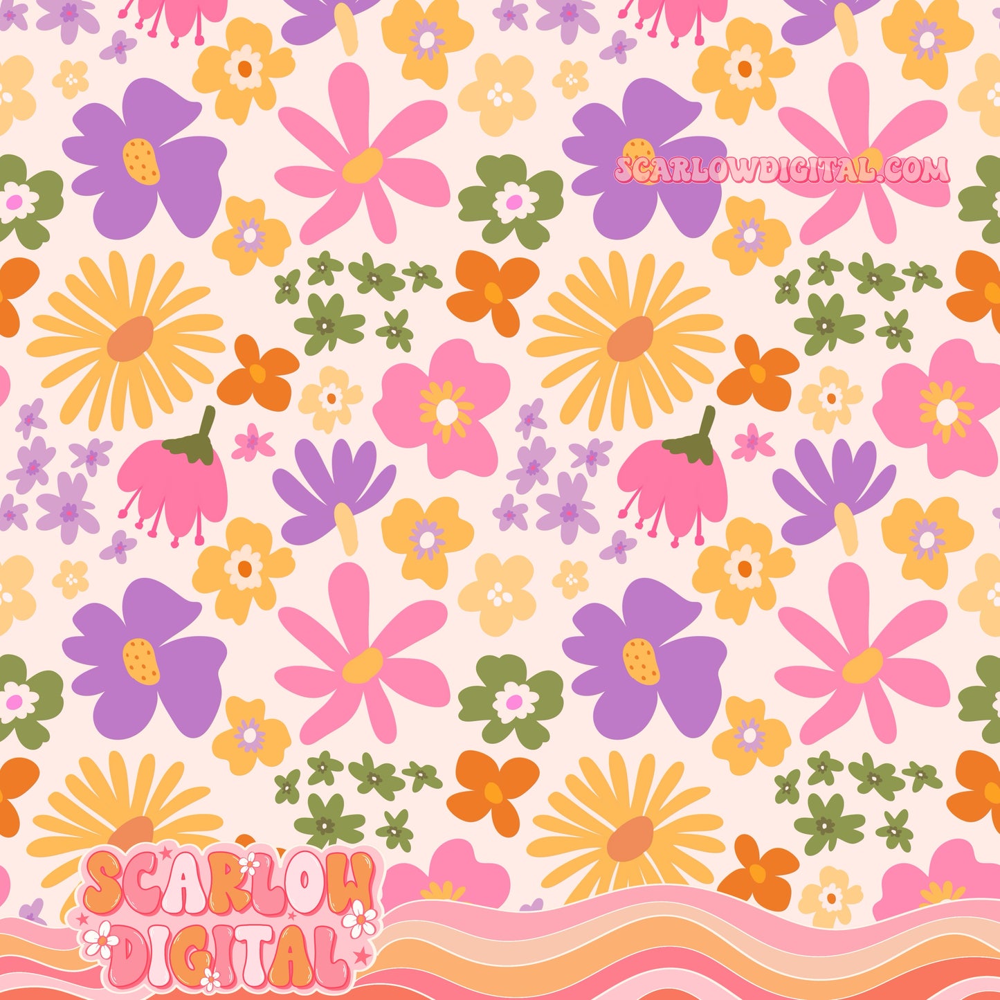 Flowers Seamless Pattern Digital Design