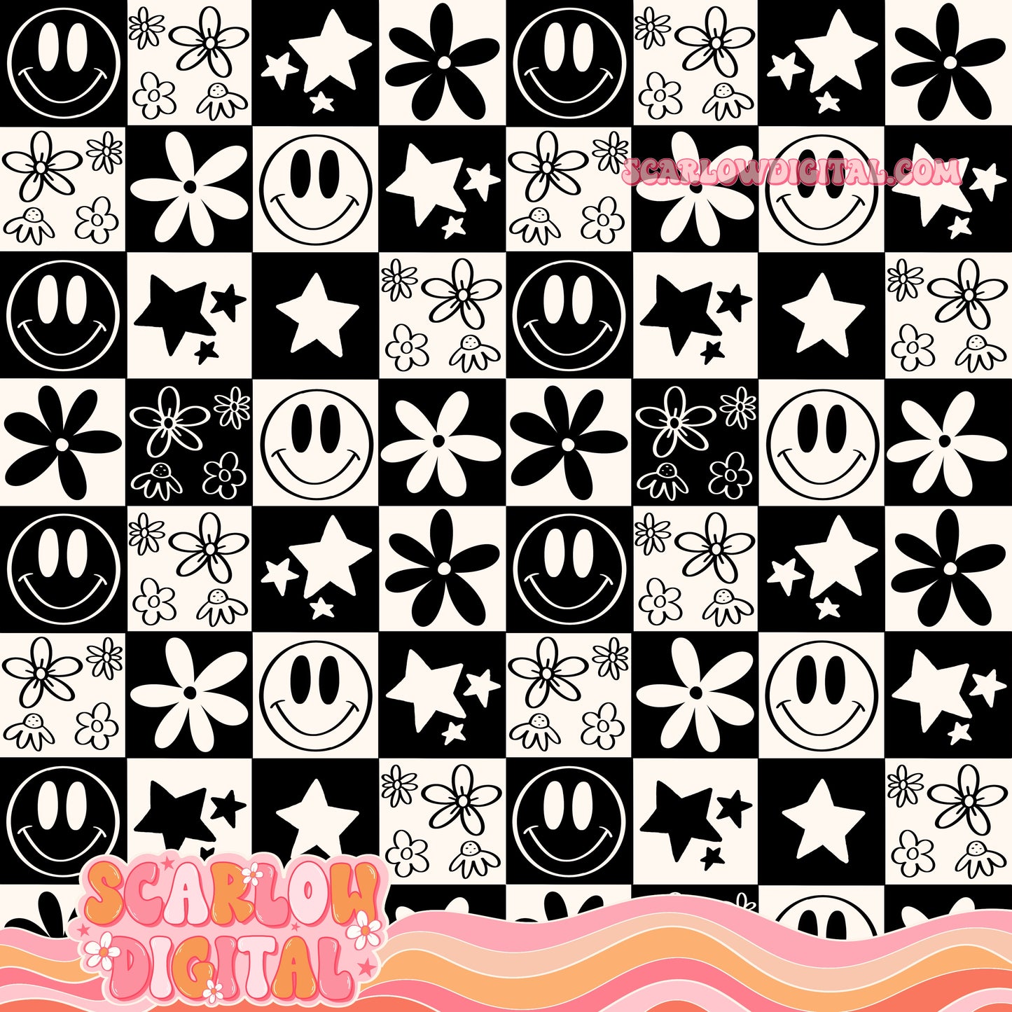 Retro Checkers Seamless Digital Design