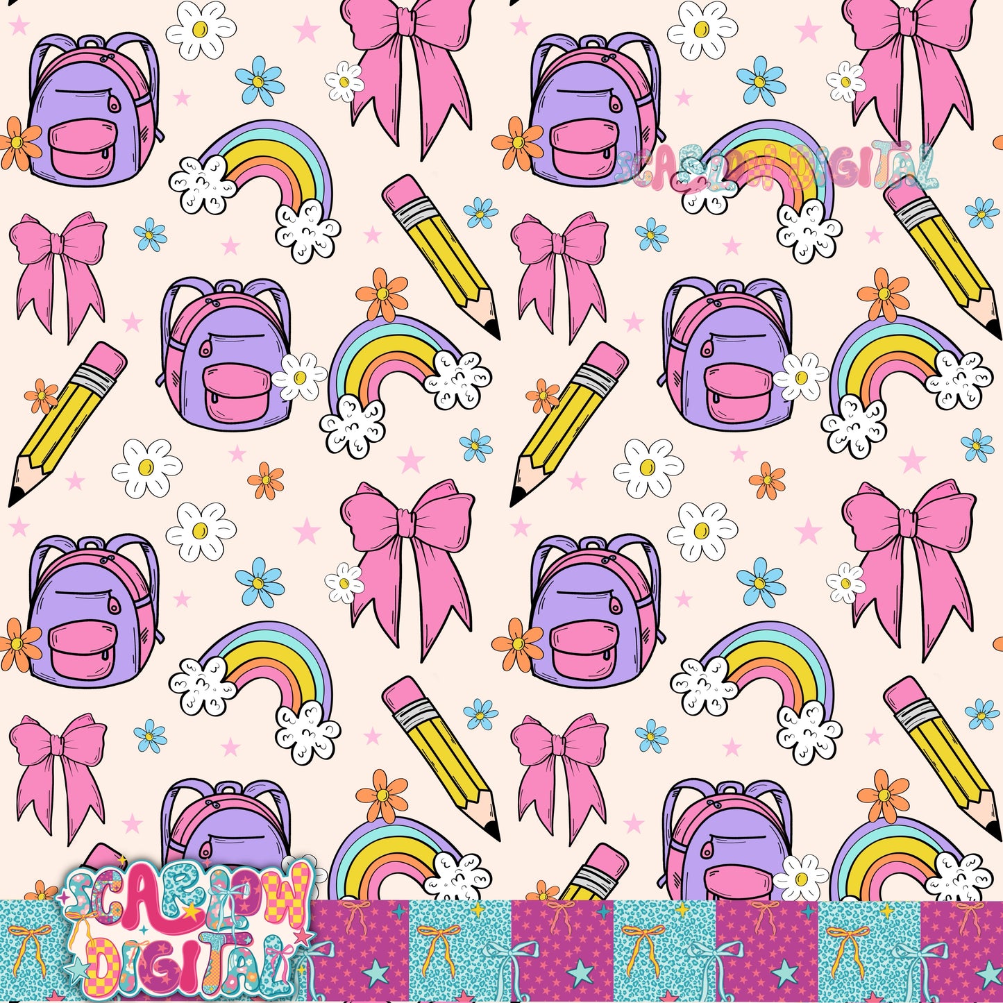 Back to School Seamless Pattern Digital Design