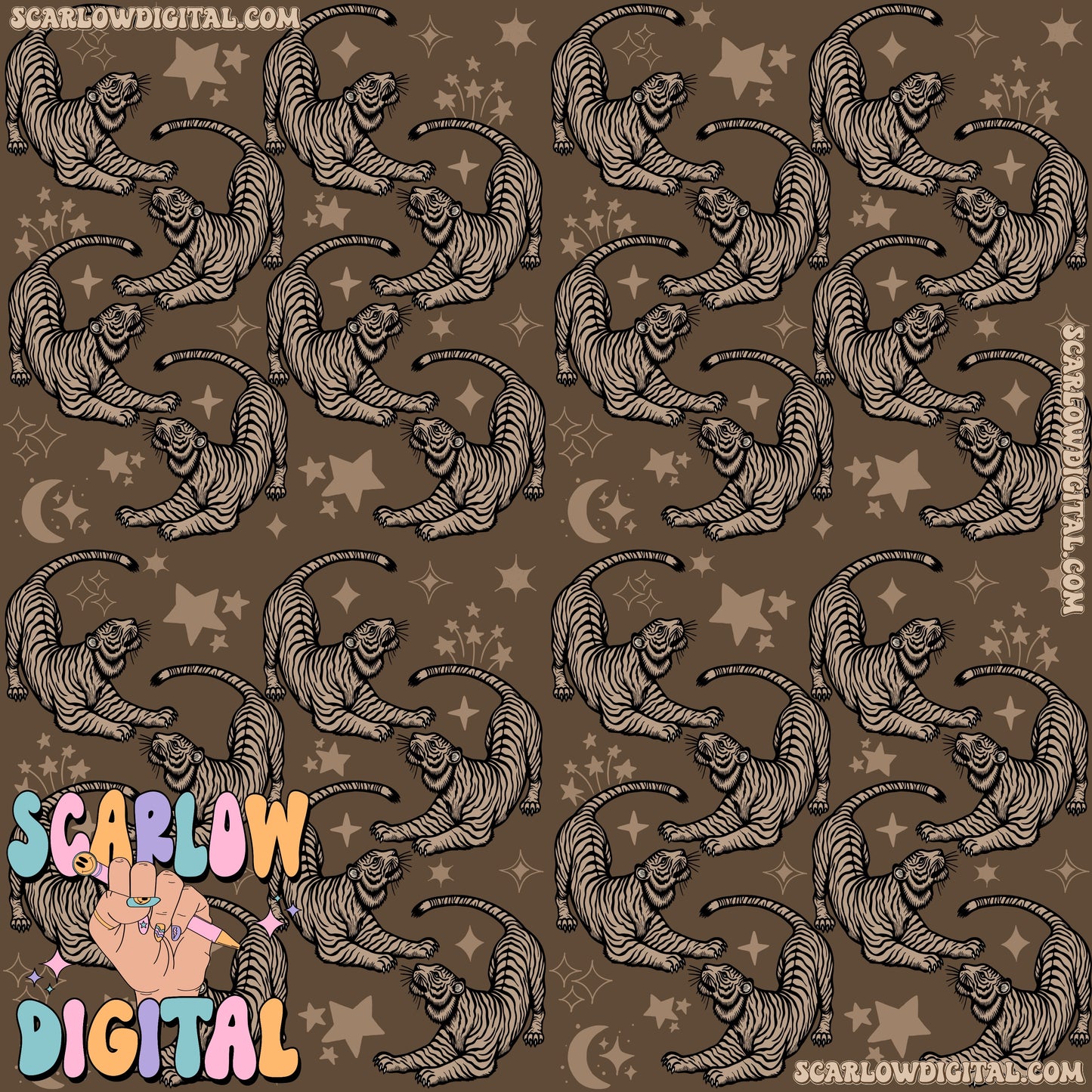 Tigers Seamless Pattern Digital Design