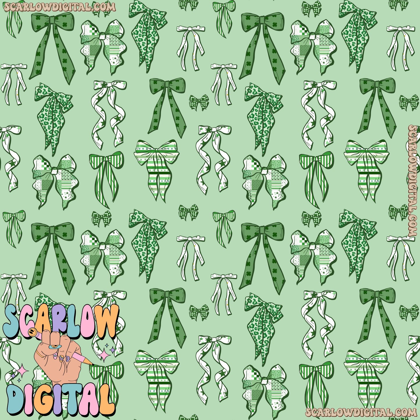 Lucky Bows Seamless Pattern Digital Design