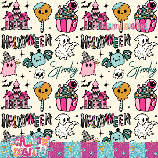 Halloween Doodles Seamless Pattern Digital Design