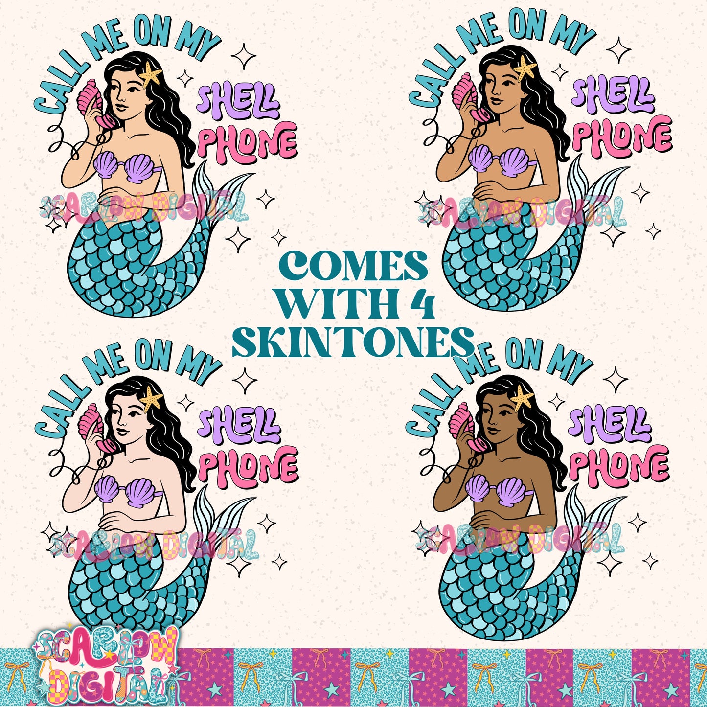 Call Me On My Shell Phone PNG Digital Design
