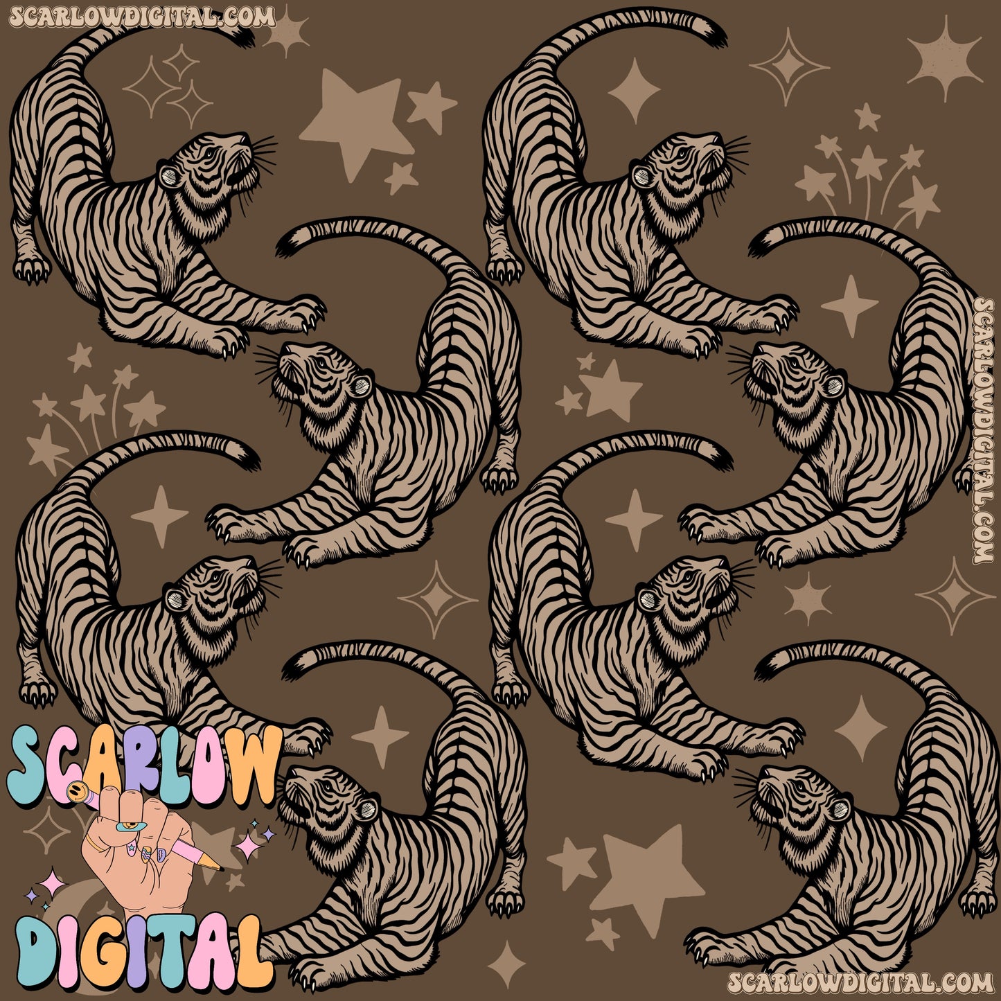 Tigers Seamless Pattern Digital Design