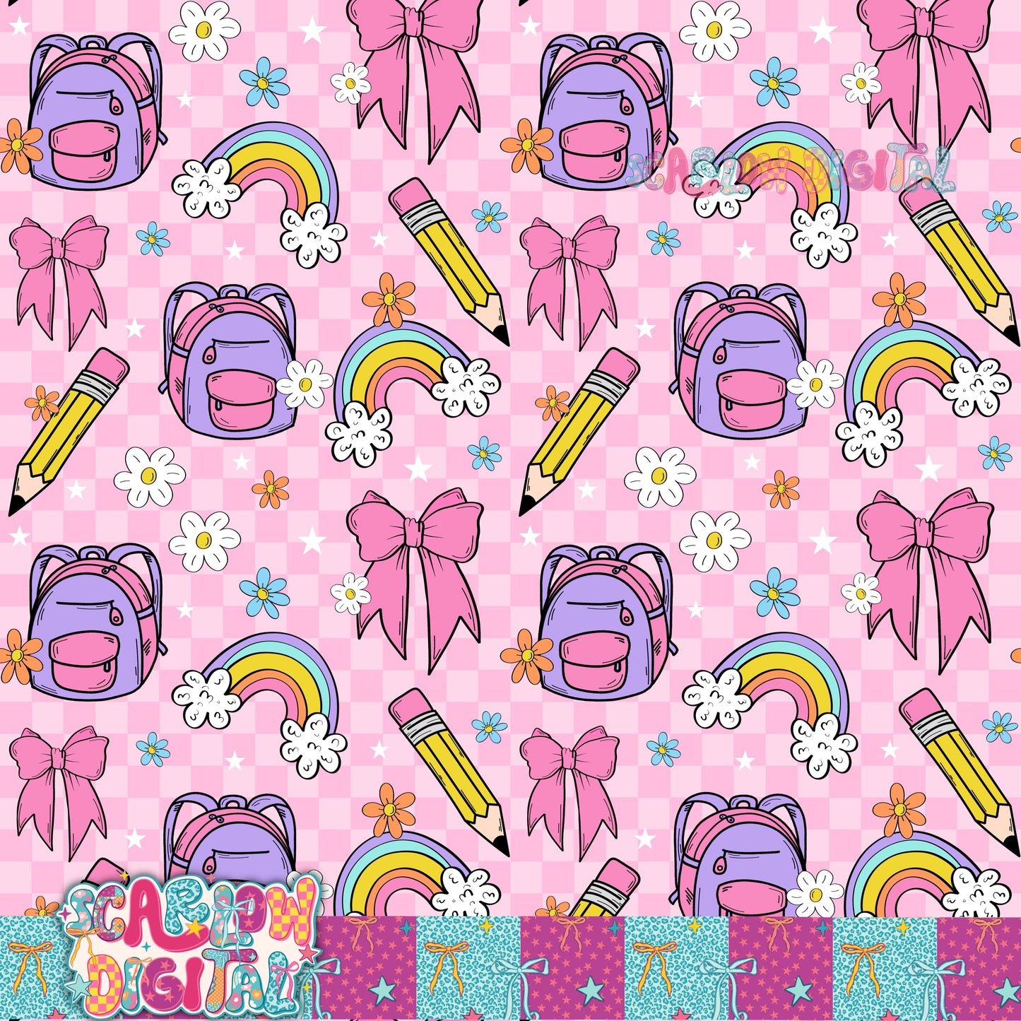 Back to School Seamless Pattern Digital Design
