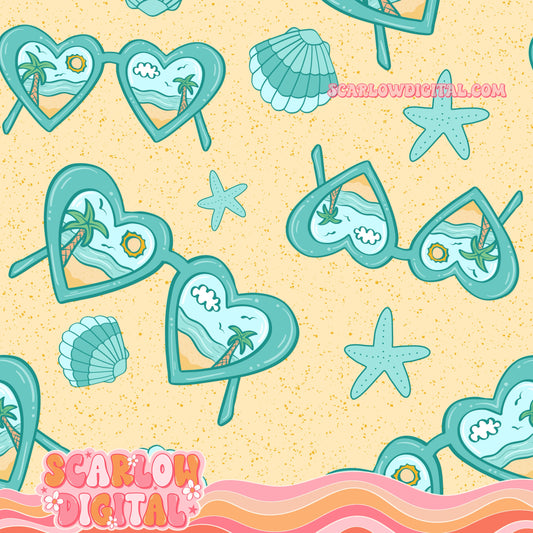 Sunglasses on Beach Seamless Pattern Digital Design