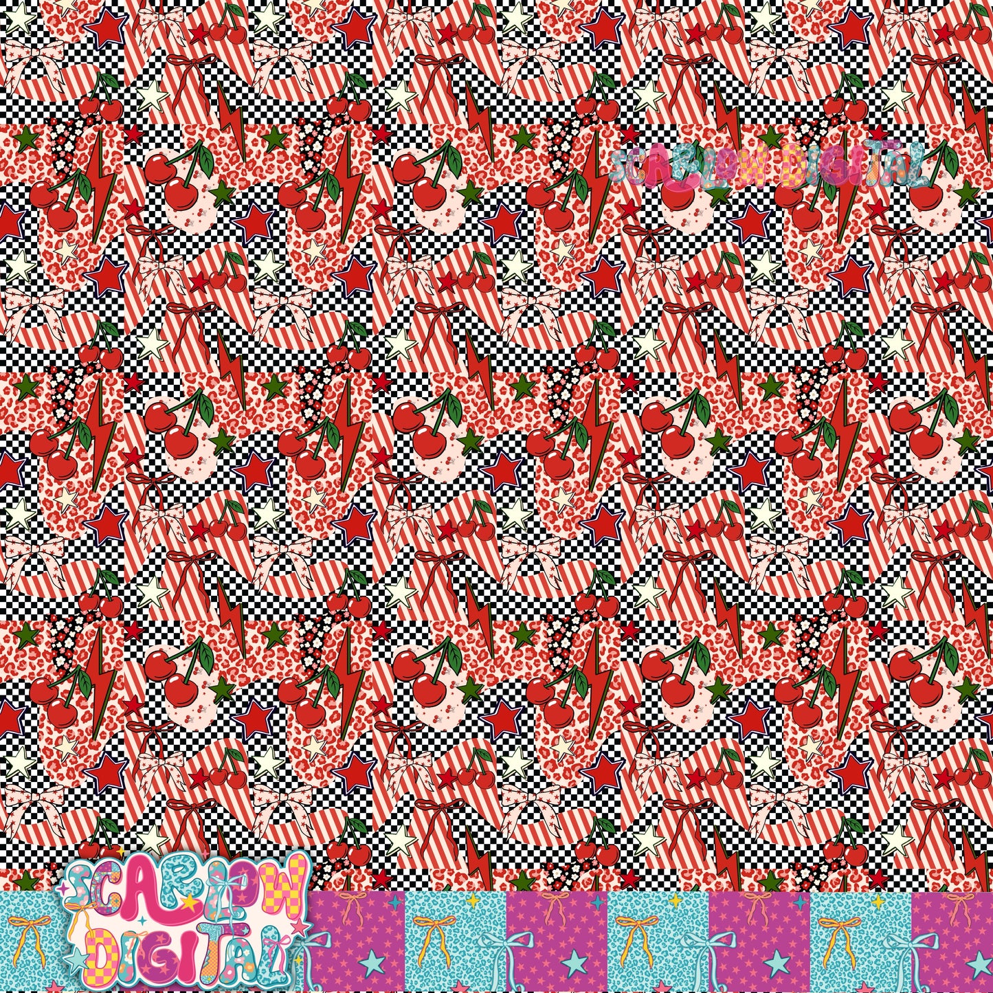 Cherry Patches Seamless Pattern Digital Design