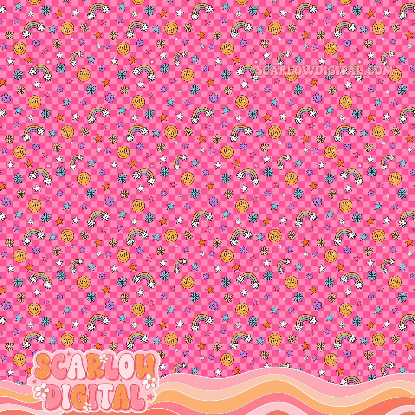 Retro Doodles Seamless Pattern Digital Design