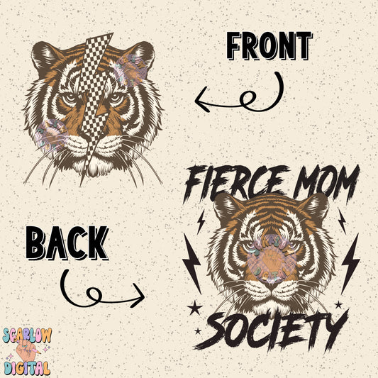 Fierce Mom Society PNG Front and Back Bundle Digital Design