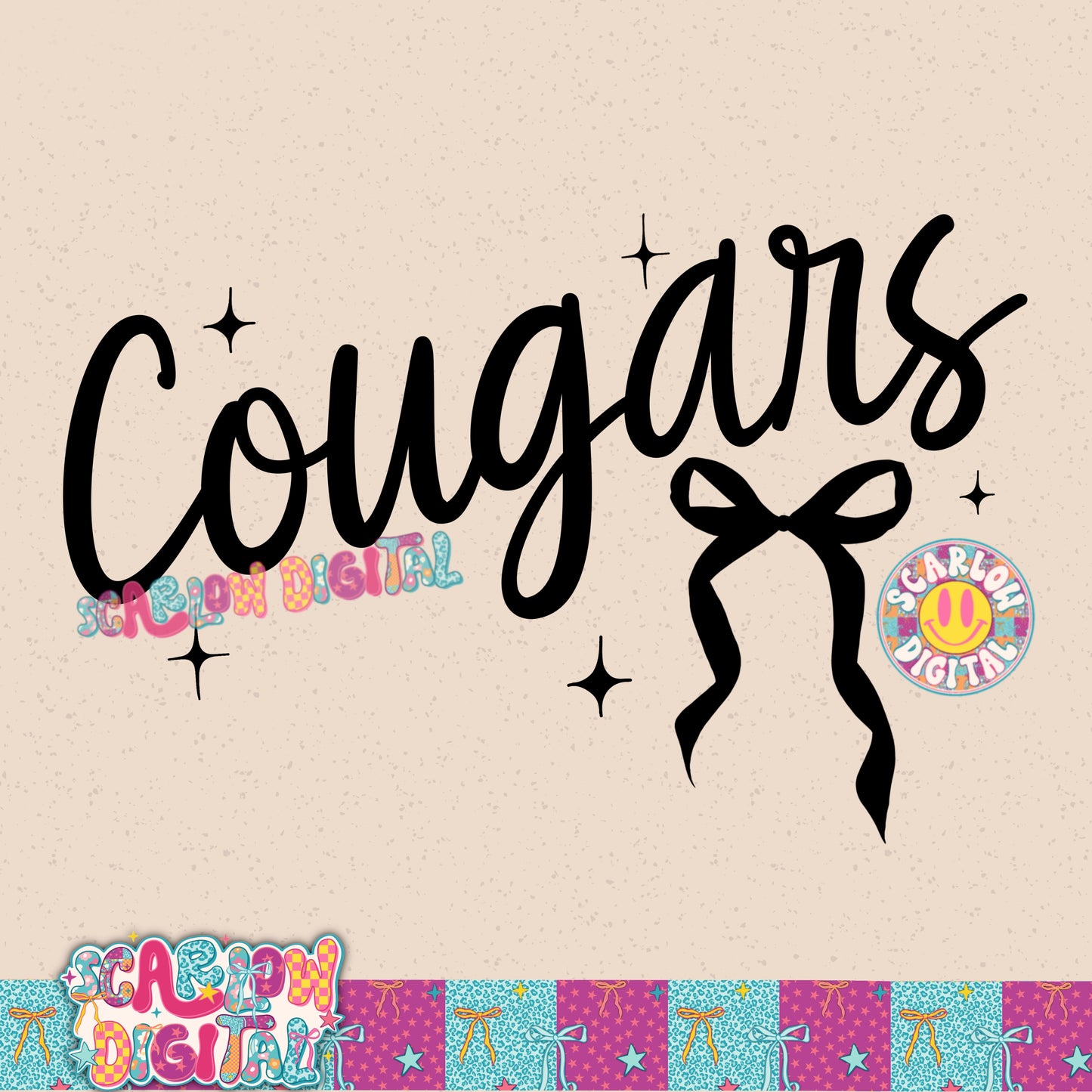 Cougars Bow PNG Digital Design