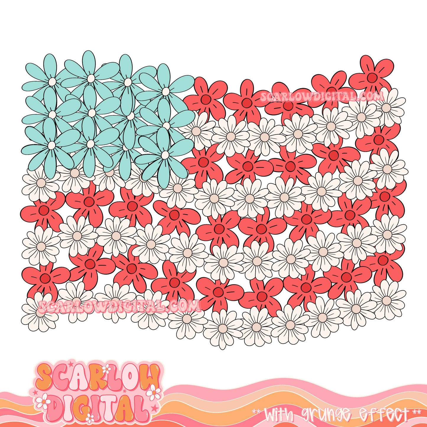 Flower Flag PNG Digital Design