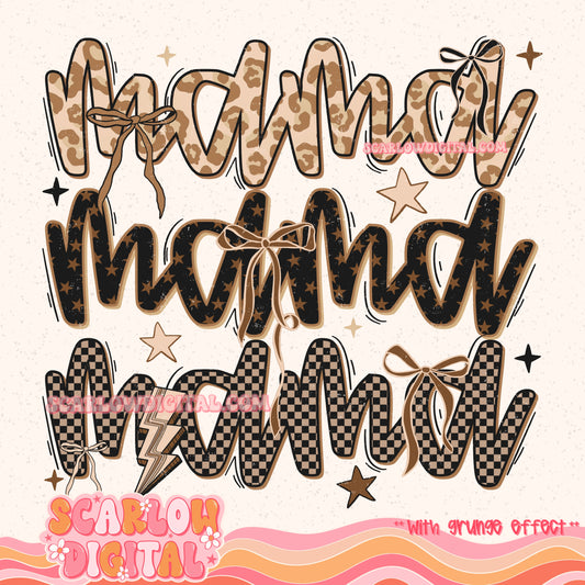 Leopard and Checkered Mama PNG Digital Design