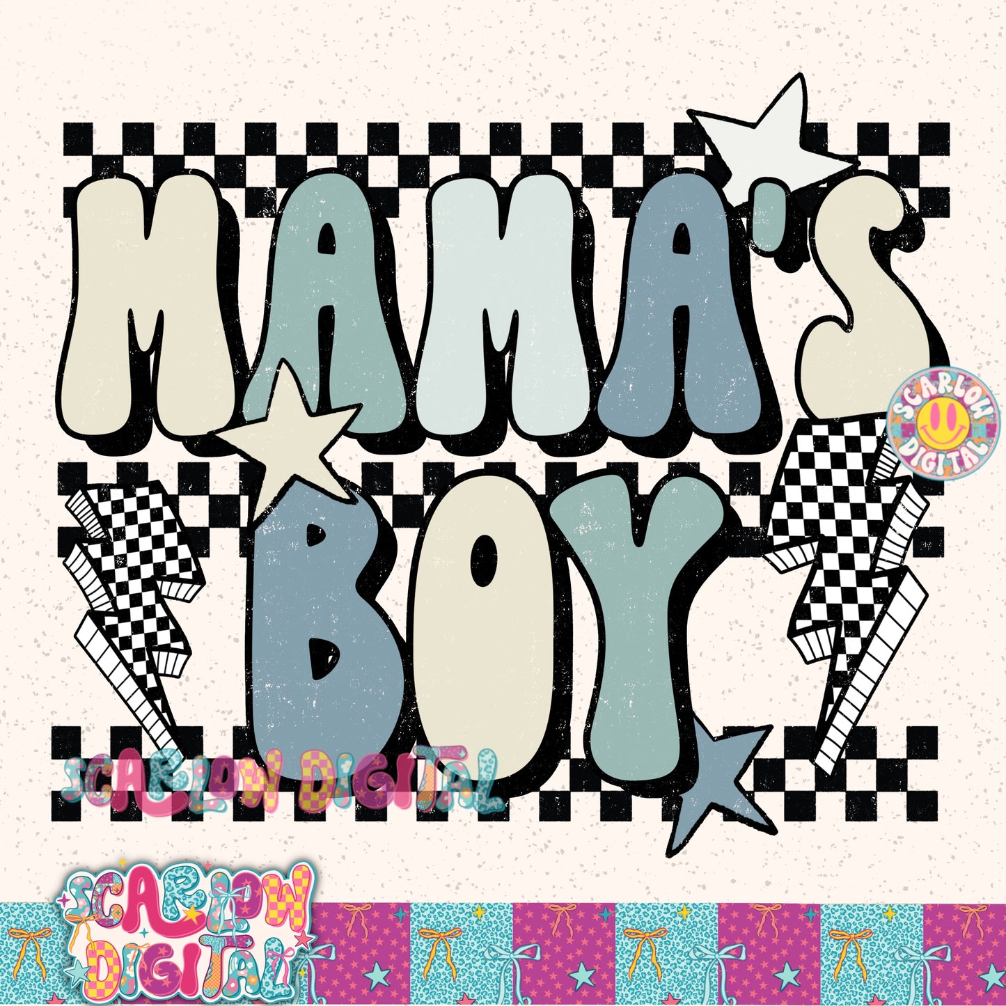 Blue Mama's Boy PNG Digital Design